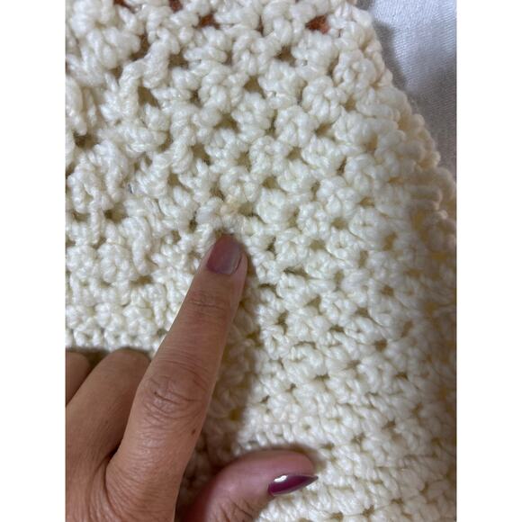 Handmade Sweater Knit Large Cream Mauve Green Striped Cozy Ski Long High Neck - Picture 6 of 8